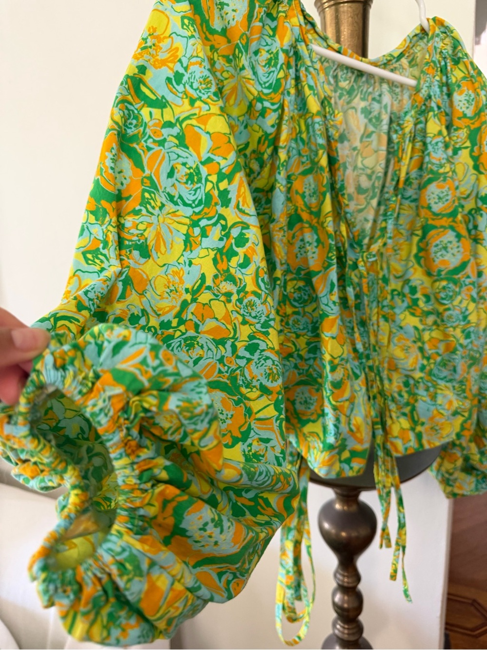 Coniglio Palm Beach “SET” Floral Cotton Gauze Ruffle Pareo Dress in Lime Green💚 - Picture 9 of 12